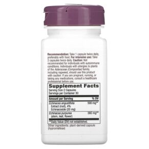 Nature's Way Echinacea 500 mg 60 Vegan Capsules 033674613009