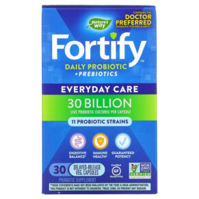 Nature's Way Fortify Daily Probiotic + Prebiotics Everyday Care 30 Billion CFU 30 Delayed-Release viên 033674102947
