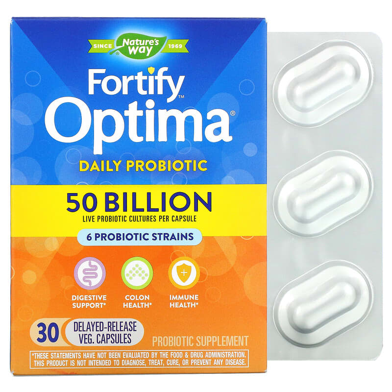Nature's Way Fortify Optima Daily Probiotic 50 Billion 30 Delayed-Release Vegetarian Capsules 1 Nature's Way Fortify Optima Daily Probiotic 50 Billion 30 Delayed-Release viên 033674103371