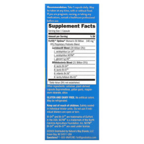Nature's Way Fortify Optima Women's Probiotic 50 Billion 30 Delayed Release Veg. Capsules 033674103364