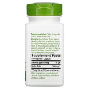 Nature's Way Garlic Bulb 580 mg 100 Vegan Capsules 033674130001
