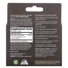 Nature's Way Garlinase 5000 320 mg 100 Enteric-Coated Tablets 763948085019