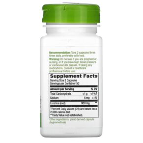 Nature's Way Licorice Root 450 mg 100 Vegan Capsules 033674146002