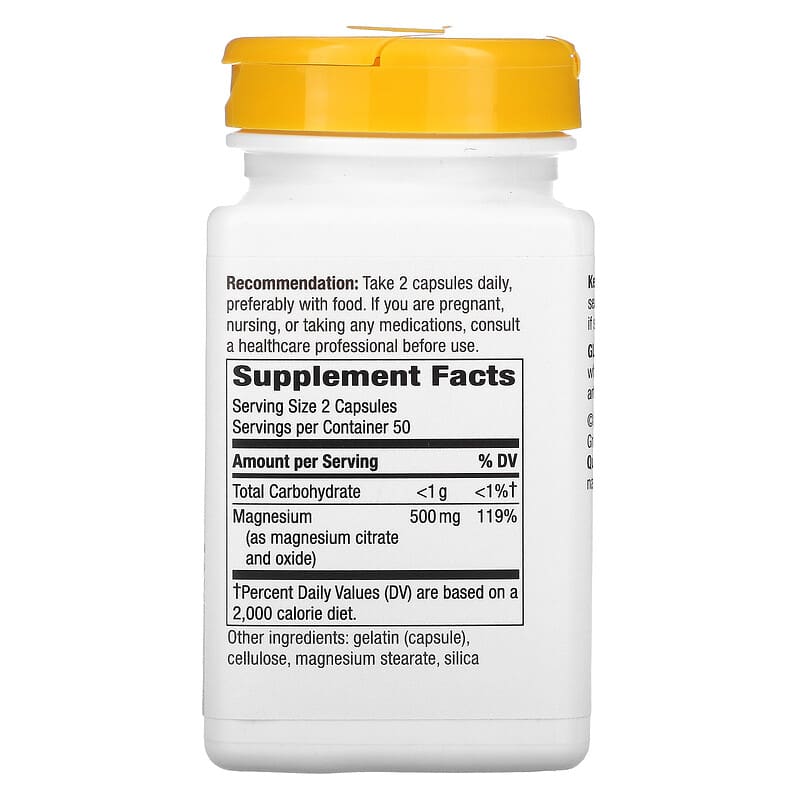 Nature's Way Magnesium Complex 250 mg 100 Capsules 8 Thành phần vi chất Nature's Way Magnesium Complex 250 mg 100 viên 033674410516