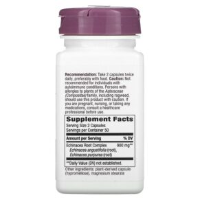 Nature's Way Premium Blend Echinacea Root Complex 450 mg 100 Vegan Capsules 033674173503