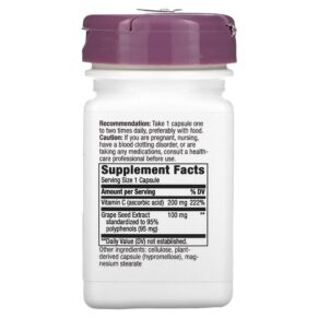 Nature's Way Premium Blend Grape Seed with Vitamin C 100 mg 30 Vegan Capsules 033674143209