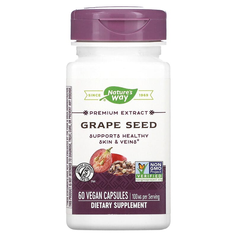 Nature's Way Premium Extract Grape Seed 100 mg 60 Vegan Capsules 1 Nature's Way Premium Extract Grape Seed 100 mg 60 viên 033674153529