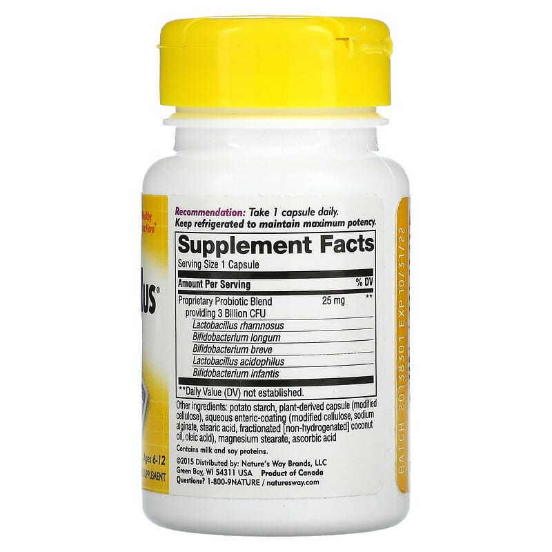 Nature's Way Primadophilus Junior Ages 6-12 3 Billion CFU 90 Vegetarian Capsules 8 Thành phần vi chất Nature's Way Primadophilus Junior Ages 6-12 3 Billion CFU 90 viên 033674068700