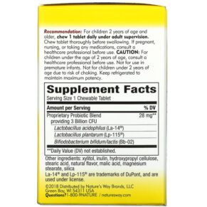 Nature's Way Primadophilus Kids Age 2-12 Cherry 3 Billion CFU 60 Chewable Tablets 033674110355