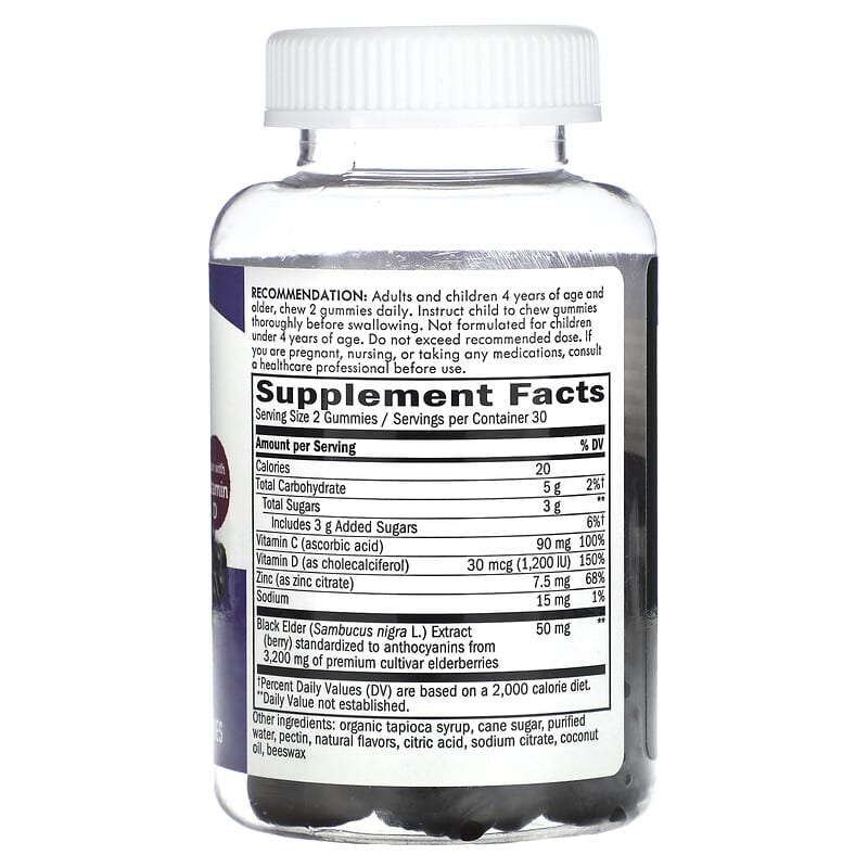Nature's Way Sambucus Elderberry 60 Gummies 8 Thành phần vi chất Nature's Way Sambucus Elderberry 60 viên 033674104866