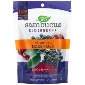 Nature's Way Sambucus Elderberry Vitamin C Wild Cherry Flavored 24 viên 033674127094