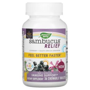 Nature's Way Sambucus Relief Immune Support For Kids Ages 2+ Berry 36 viên 033674136706