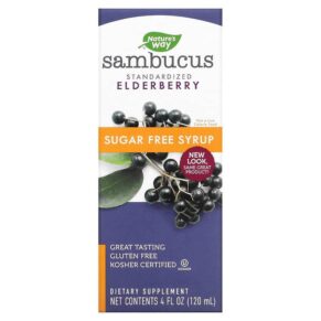 Nature's Way Sambucus Standardized Elderberry Sugar-Free Syrup 4 fl oz (120 ml) 033674069714