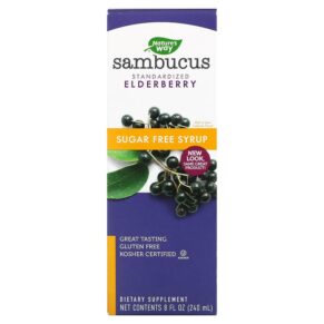 Nature's Way Sambucus Standardized Elderberry Sugar-Free Syrup 8 fl oz (240 ml) 033674153314