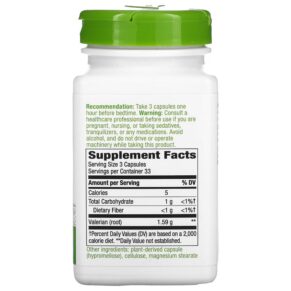 Nature's Way Valerian Root 1.590 mg 100 Vegan Capsules 033674177006