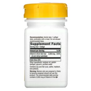 Nature's Way Vitamin A 3.000 mcg 100 Softgels 033674401101