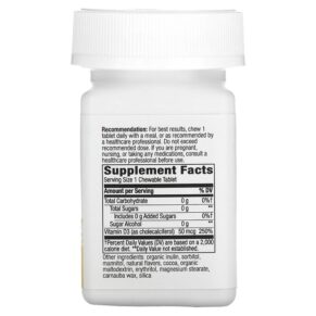 Nature's Way Vitamin D3 Extra Strength Chocolate 50 mcg (2.000 IU) 90 Sugar-Free Tablets 763948069194