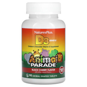 NaturesPlus Animal Parade Vitamin D3 Sugar Free Black Cherry 500 IU 90 viên 097467299238
