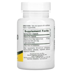 NaturesPlus Bioperine 10 90 Capsules 097467043770