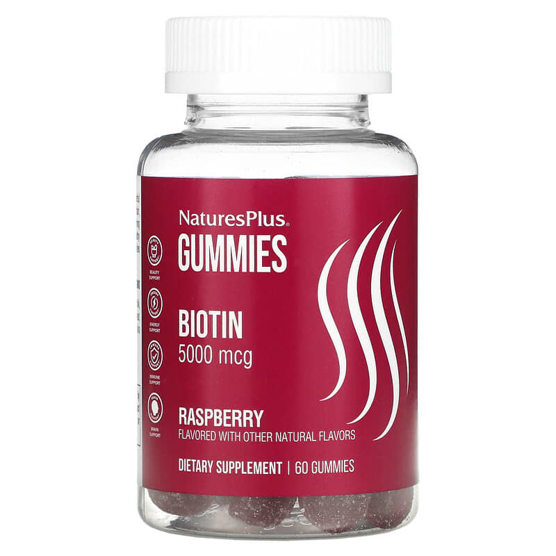 NaturesPlus Biotin Gummies Raspberry 5.000 mcg 60 Gummies 1 NaturesPlus Biotin Raspberry 5.000 mcg 60 viên 097467017948