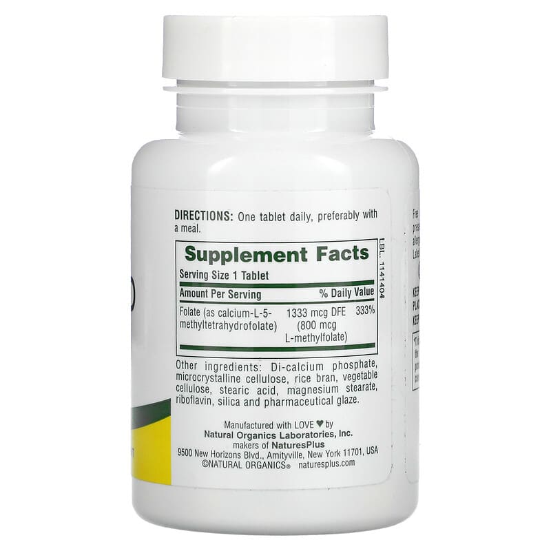 NaturesPlus Folic Acid as Methylfolate 800 mcg 90 Tablets 8 Thành phần vi chất NaturesPlus Folic Acid as Methylfolate 800 mcg 90 viên 097467017900