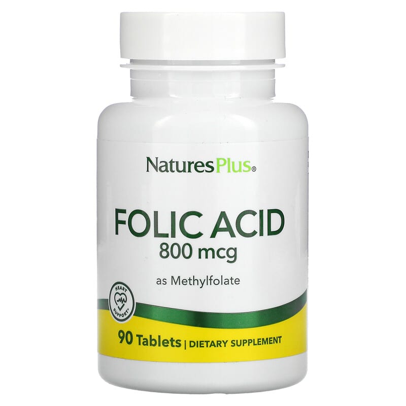 NaturesPlus Folic Acid as Methylfolate 800 mcg 90 Tablets 1 NaturesPlus Folic Acid as Methylfolate 800 mcg 90 viên 097467017900