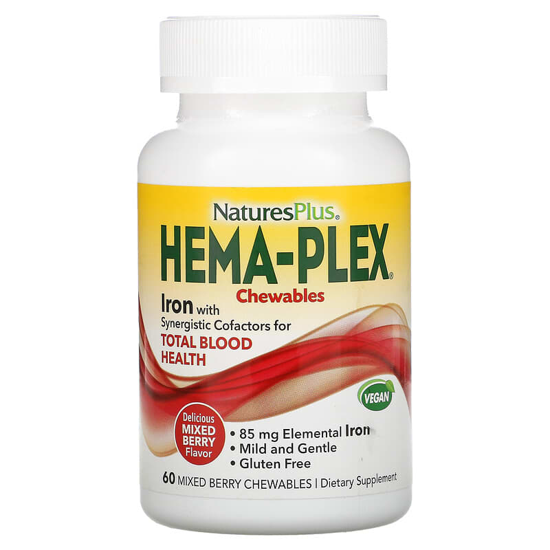 NaturesPlus Hema-Plex Mixed Berry 60 Chewables 1 NaturesPlus Hema-Plex Mixed Berry 60 viên 097467037687