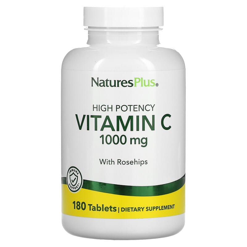 NaturesPlus High Potency Vitamin C With Rosehips 1.000 mg 180 Tablets 1 NaturesPlus High Potency Vitamin C + Rosehips 1.000 mg 180 viên 097467022904