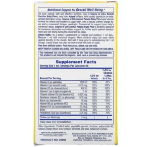 NaturesPlus Source of Life Animal Parade Baby Plex Sugar Free Multivitamin Liquid Drops Natural Orange Flavor 2 fl oz (60 ml) 097467299887