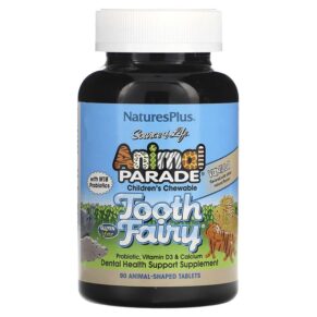 NaturesPlus Source of Life Animal Parade Tooth Fairy Probiotic Vitamin D3 & Calcium Vanilla 90 viên 097467299481