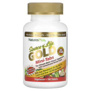 NaturesPlus Source of Life Gold Mini-Tabs The Ultimate Multi-Vitamin Supplement + Concentrated Whole Foods 180 viên 097467307148