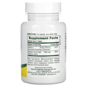 NaturesPlus Super Selenium With Vitamin E 200 mcg 90 Tablets 097467035010