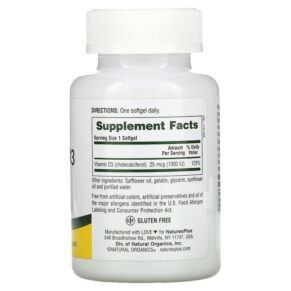NaturesPlus Vitamin D3 25 mcg (1.000 IU) 180 Softgels 097467010420