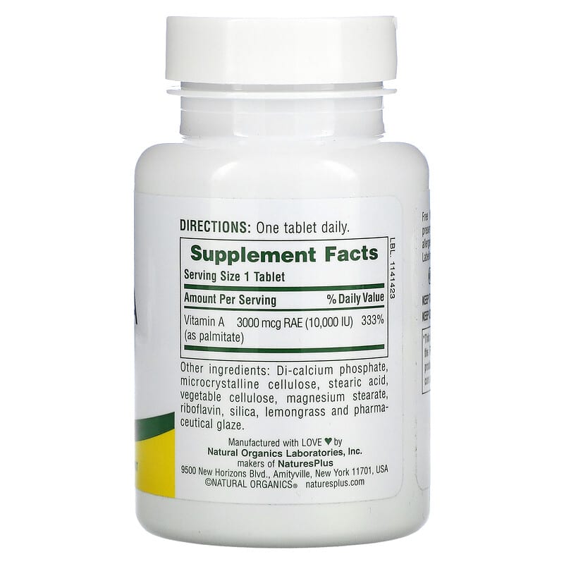NaturesPlus Water-Dispersible Vitamin A 10.000 IU (3.000 mcg) 90 Tablets 8 Thành phần vi chất NaturesPlus Water-Dispersible Vitamin A 10.000 IU (3.000 mcg) 90 viên 097467009813