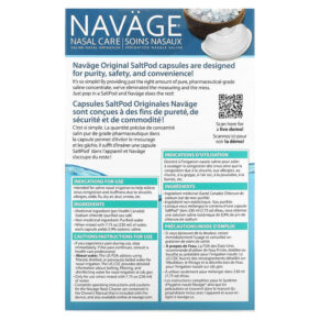 Navage Nasal Care Saline Nasal Irrigation Saltpod Original 30 Saline Concentrate Capsules 858492004019