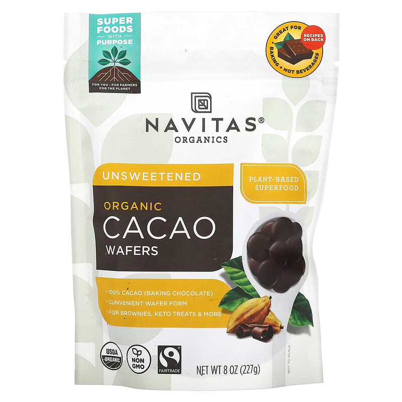 Navitas Organics Organic Cacao Wafers Unsweetened 8 oz (227 g) 1 Navitas Organics Organic Cacao bánh Unsweetened 8 oz (227 g) 811961022587