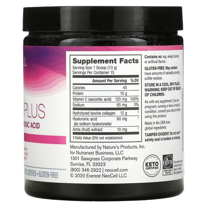 NeoCell Super Collagen Plus with Vitamin C & Hyaluronic Acid 6.9 oz (195 g) 8 Thành phần vi chất NeoCell Super Collagen Plus + Vitamin C & Hyaluronic Acid 6.9 oz (195 g) 016185129580