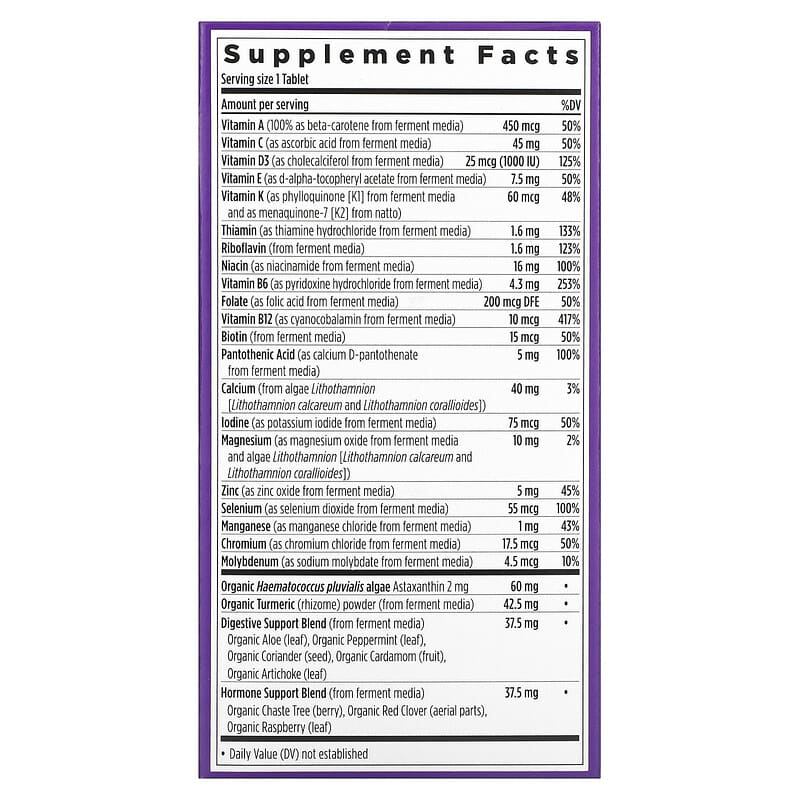 New Chapter Every Woman's One Daily 55+ Multivitamin 96 Vegetarian Tablets 8 Thành phần vi chất New Chapter Every Woman's One Daily 55+ Multivitamin 96 viên 727783901767