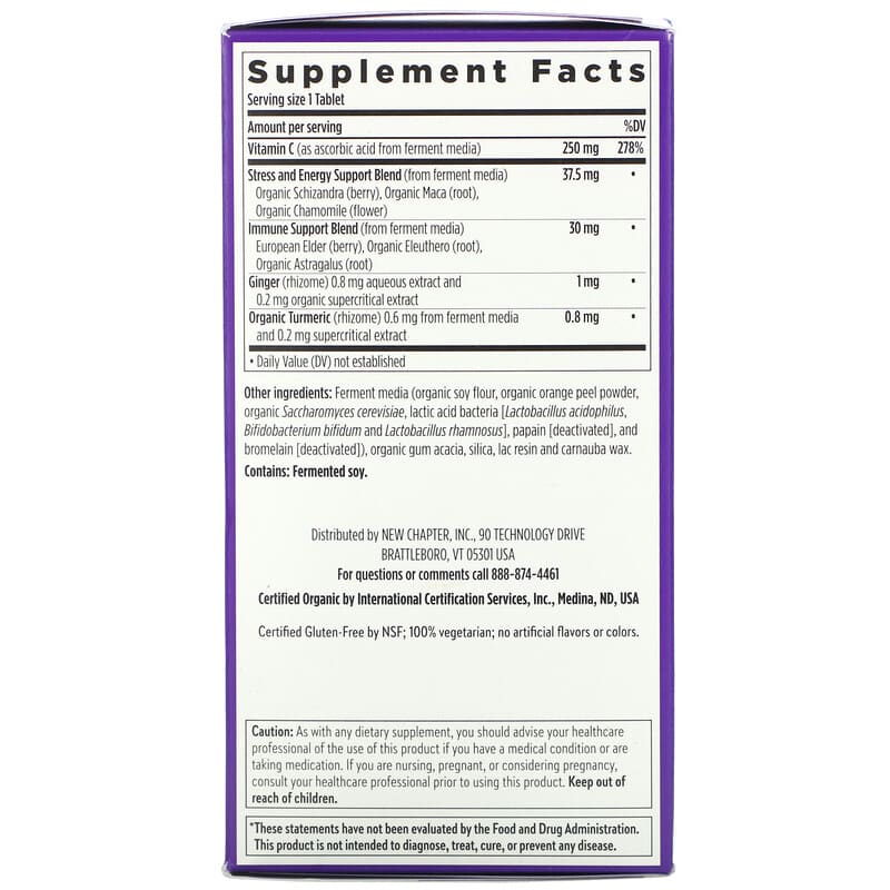 New Chapter Fermented Activated C Complex 180 Vegetarian Tablets 8 Thành phần vi chất New Chapter Fermented Activated C Complex 180 viên 727783006318