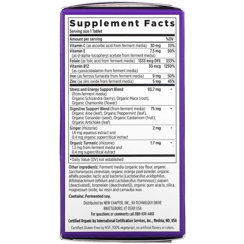New Chapter Fermented Iron Complex 60 Vegetarian Tablets 8 Thành phần vi chất New Chapter Fermented Iron Complex 60 viên 727783006363