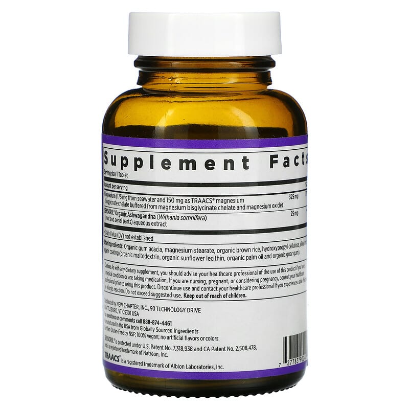 New Chapter Magnesium + Ashwagandha 30 Vegan Tablets 8 Thành phần vi chất New Chapter Magnesium + Ashwagandha 30 viên 727783902405