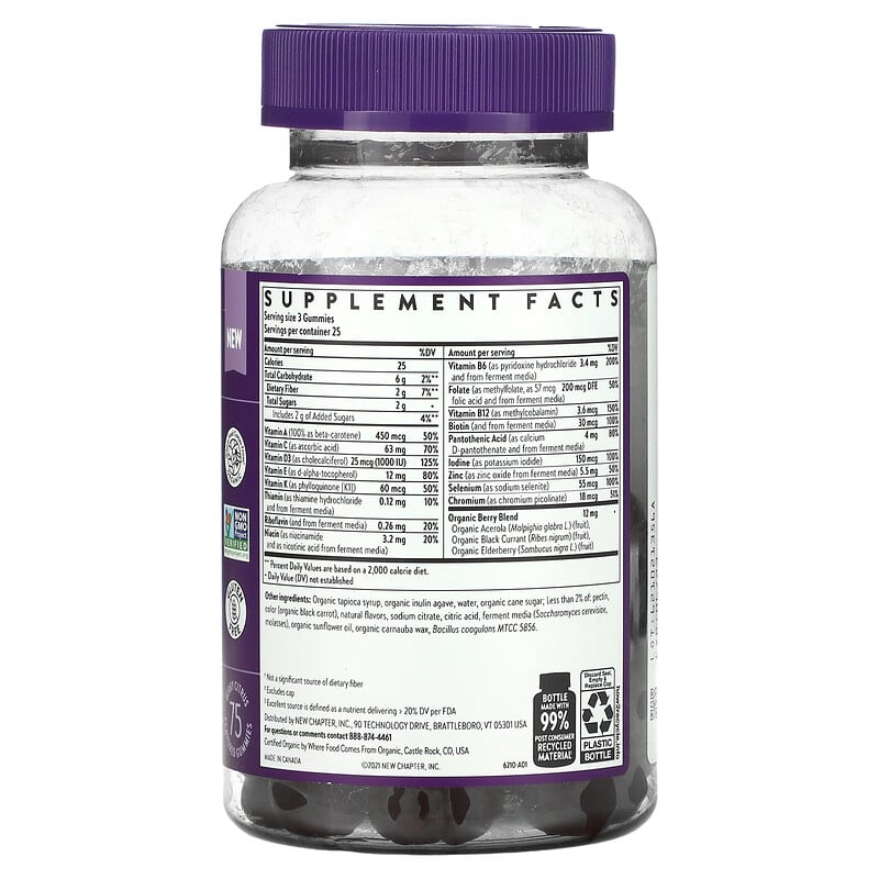 New Chapter Men's Multivitamin Berry Citrus 75 Gummies 8 Thành phần vi chất New Chapter Men's Multivitamin Berry Citrus 75 viên 727783903495
