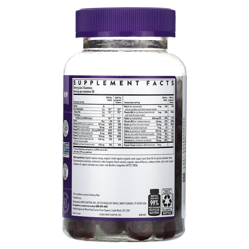 New Chapter Prenatal Multivitamin Berry Citrus 90 Flavored Gummies 8 Thành phần vi chất New Chapter Prenatal Multivitamin Berry Citrus 90 Flavored viên 727783903778