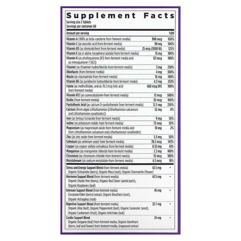 New Chapter Women's Advanced Multivitamin 120 Vegetarian Tablets 8 Thành phần vi chất New Chapter Women's Advanced Multivitamin 120 viên 727783003041