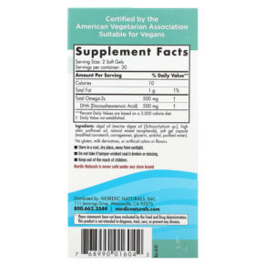 Nordic Naturals Algae DHA 60 Soft Gels 768990016042