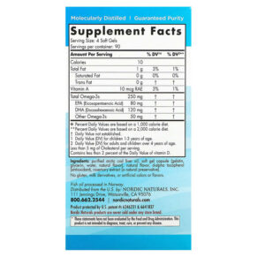 Nordic Naturals Children's DHA Ages 3-6 Strawberry 250 mg 360 Mini Soft Gels 768990027208