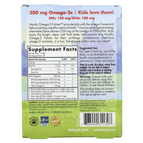 Nordic Naturals Nordic Omega-3 Fishies For Ages 2+ Yummy Tutti Frutti Taste 300 mg 36 Fishies 768990311307