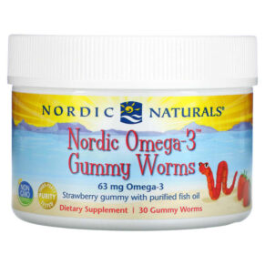 Nordic Naturals Nordic Omega-3 Gummy Worms Strawberry 63 mg 30 Gummy Worms 768990301506