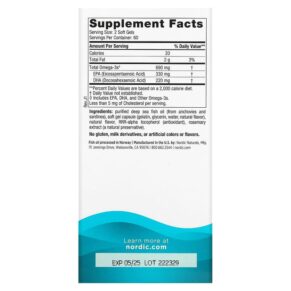 Nordic Naturals Omega-3 Lemon 345 mg 120 Soft Gels 768990027604