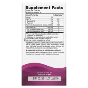 Nordic Naturals Postnatal Omega-3 Lemon 560 mg 60 Soft Gels 768990017582